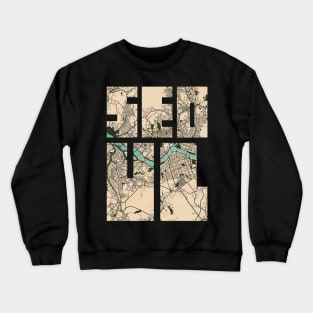 Seoul, South Korea City Map Typography - Vintage Crewneck Sweatshirt